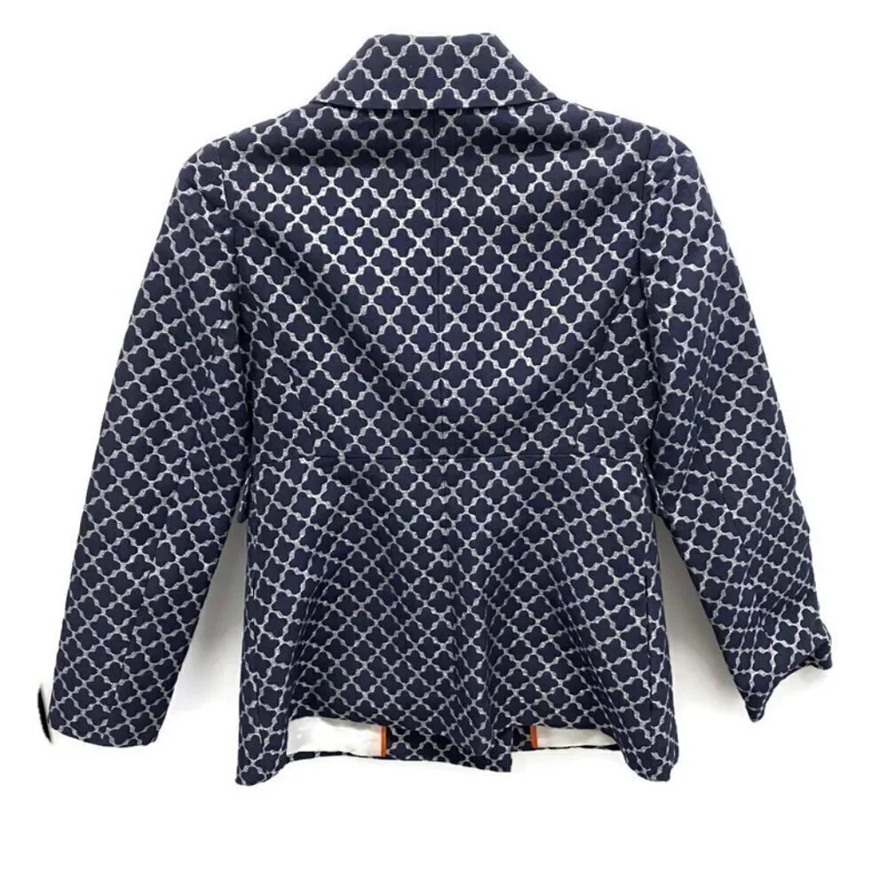 Kate Spade Navy &Silver Quatrefoil Peacoat Jacket - Picture 2 of 5